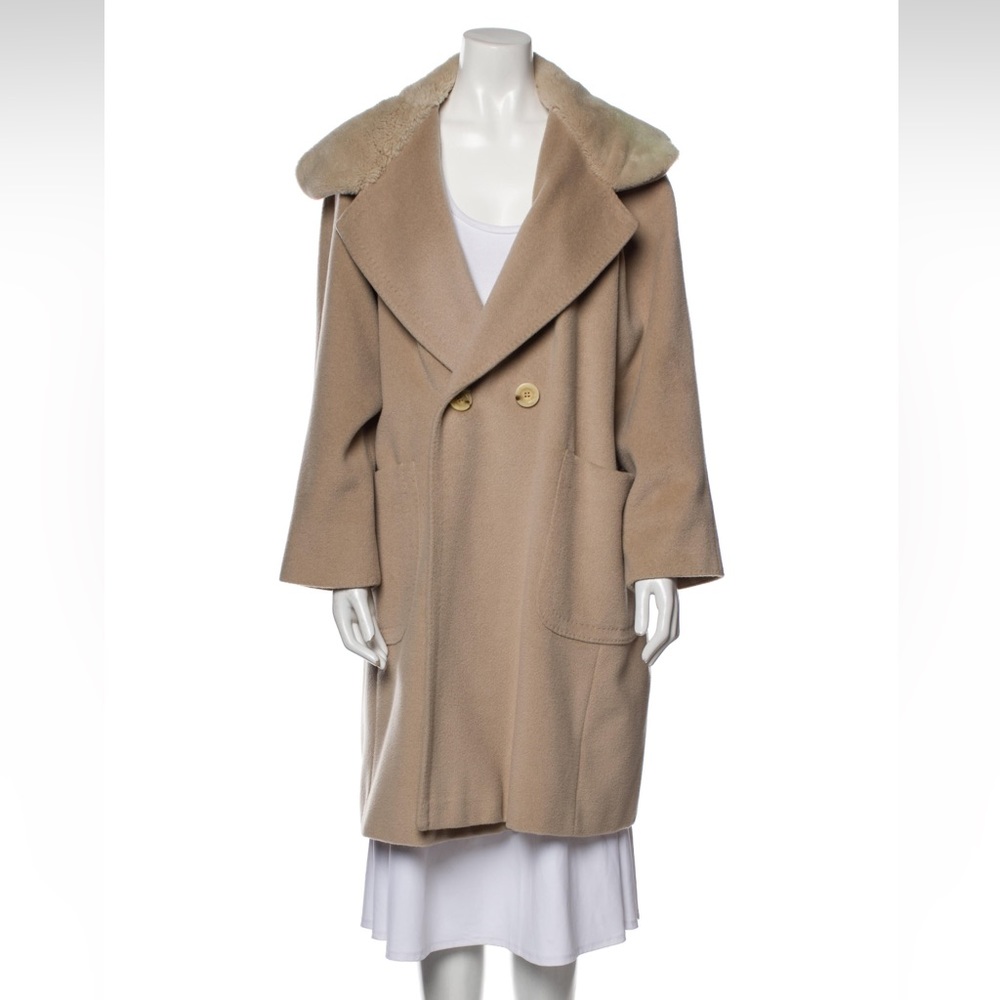 MAX MARA Faux Fur Collar Coat M US6